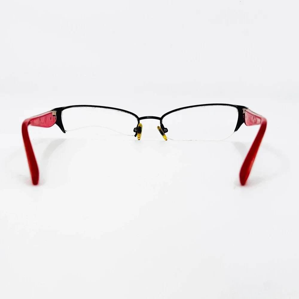 Guess Eyeglass Frames Womens Black Red Animal Print Semi Rimless 52-17-135 41951